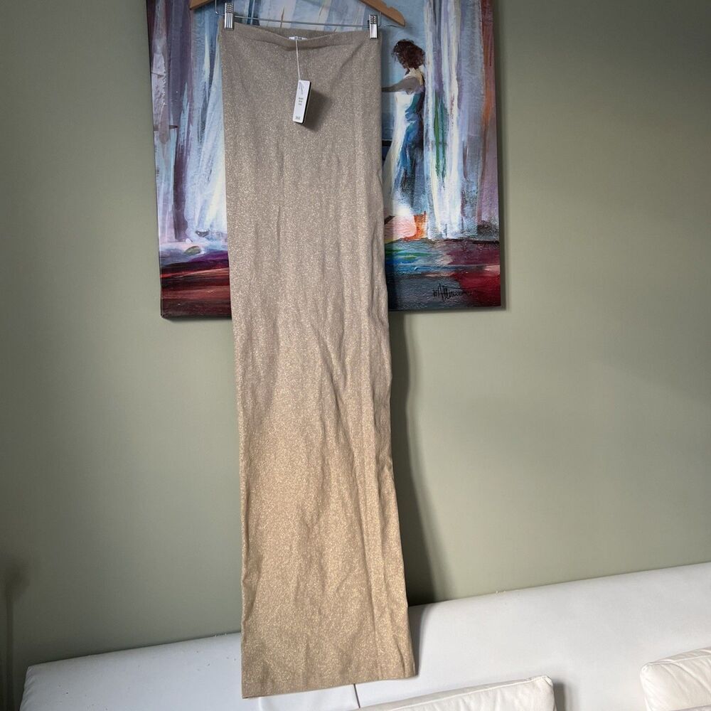 Wolford Gold Fading Shine Bodycon Strapless Midi Maxi Dress Lurex NWT